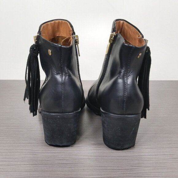 Pikolinos Tassel Zip, Cap Toe Booties, Black Leather, Womens Size 5 M / 35 - Picture 5 of 11